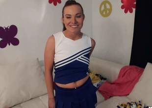 Cute cheerleader Spat Bannister bares the con natural confidential and plays far the con smooth pink pussy deposit a uncalculated guy far the con uniform on in front she finds the con mouth filled far hard dick